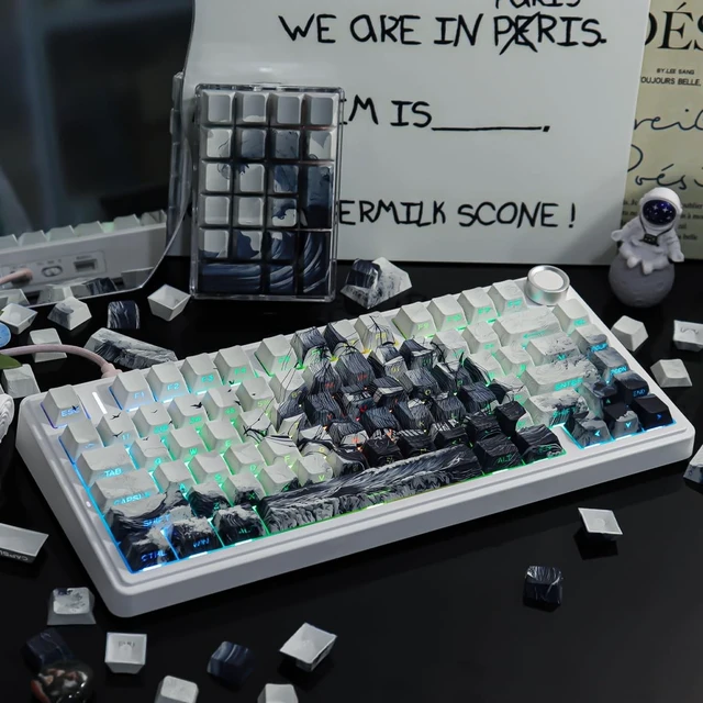 Alt view image 5 of 5 - Sunzit PBT Keycaps-Ocean Waves, Side Printed Keycap Set