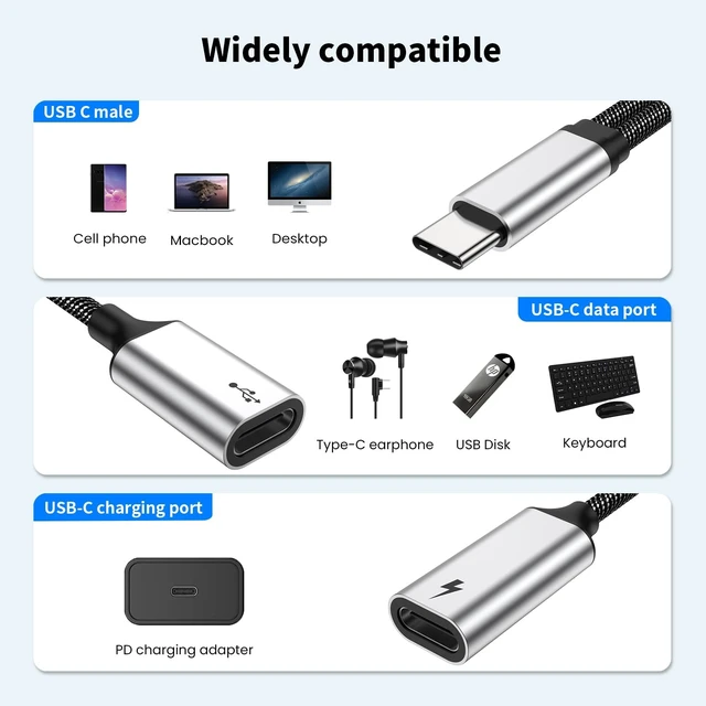 Alt view image 3 of 5 - MOGOOD USB C Splitter USB C to USB C Female Adapter USB Y Splitter Cable
