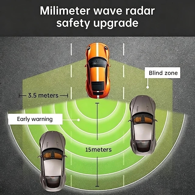 Alt view image 3 of 5 - BYJ Blind Spot Monitoring System,24GHz Millimeter Wave Radar Universal Car Blind Spot Detection System,with Side Mirror Blind Spot Indicator Lamp, Parking Assist Kit