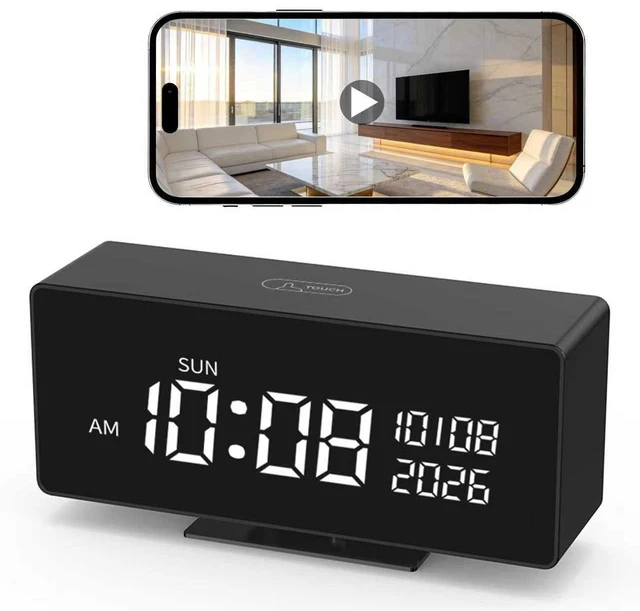 Main image of Clock Camera, 1080P Full HD, Security Camera, with Night Vision, Bluetooth ConnectionAI Motion Detection Alarm, Local & Cloud Storage, Nanny Camera for Indoor Home Security