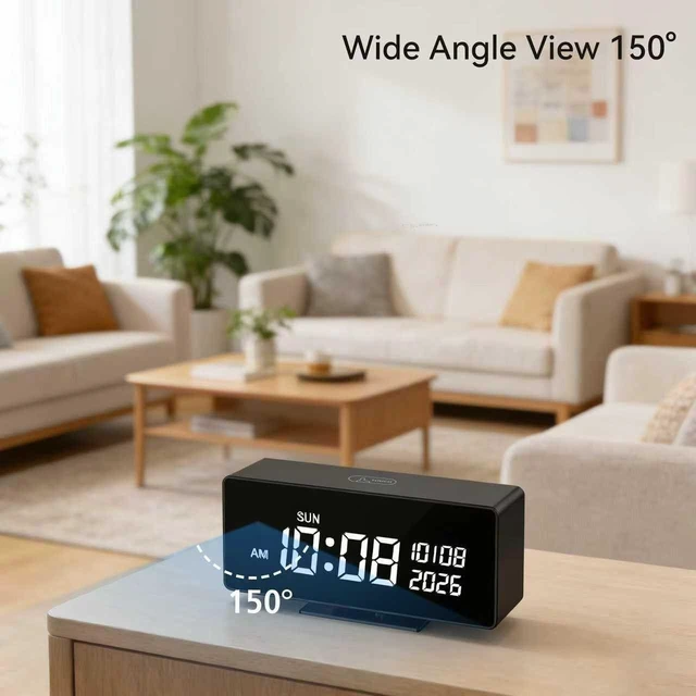 Alt view image 2 of 5 - Clock Camera, 1080P Full HD, Security Camera, with Night Vision, Bluetooth ConnectionAI Motion Detection Alarm, Local & Cloud Storage, Nanny Camera for Indoor Home Security