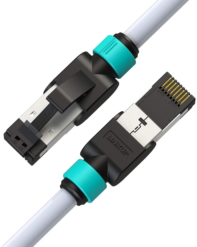 Main image of LINKUP - [Tested with Versiv CableAnalyzer Cat7 Ethernet Cable -15 FT (2 Pack) 10G Double Shielded RJ45 S/FTP ^^ Network Internet LAN Switch Router Game ^^ High-Speed ^^ 26AWG White