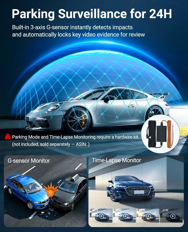Alt view image 4 of 5 - 4K+4K Dash Cam Front and Rear, Enhanced Night Vision, Included 128GB Card