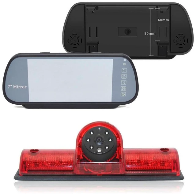 Main image of HD Brake Light Roof Rear View Reversing Backup Camera Parking Aids System with Angle Adjustable Compatible with Nissan NV1500/2500/3500 S SV SL Cargo Vans Transporter (Camera+7'' Rearview Mirror)