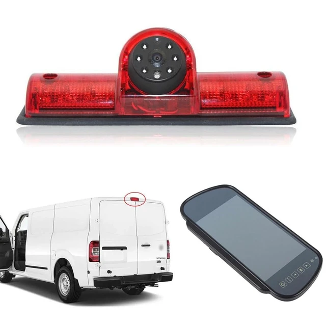 Alt view image 5 of 5 - HD Brake Light Roof Rear View Reversing Backup Camera Parking Aids System with Angle Adjustable Compatible with Nissan NV1500/2500/3500 S SV SL Cargo Vans Transporter (Camera+7'' Rearview Mirror)
