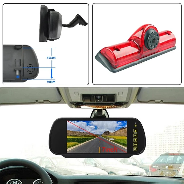 Alt view image 4 of 5 - HD Brake Light Roof Rear View Reversing Backup Camera Parking Aids System with Angle Adjustable Compatible with Nissan NV1500/2500/3500 S SV SL Cargo Vans Transporter (Camera+7'' Rearview Mirror)