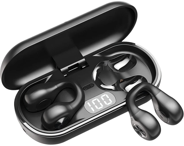 Main image of Open Ear Headphones, Clip On Earbuds Mini Air Conduction Headphones (Black)