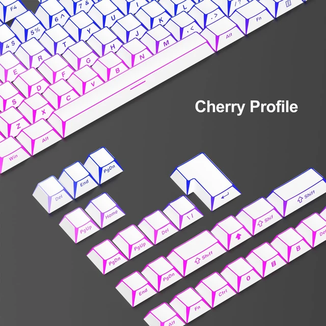 Alt view image 2 of 5 - Fogruaden PBT Keycaps Set, Cherry Profile Side Print Keycap for Mechanical Keyboard Keycaps(ZheYing-White)