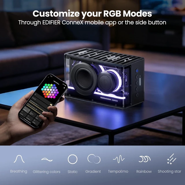 Alt view image 4 of 5 - Edifier Desktop Bluetooth Speaker, 25W RGB Wireless Gaming Speaker