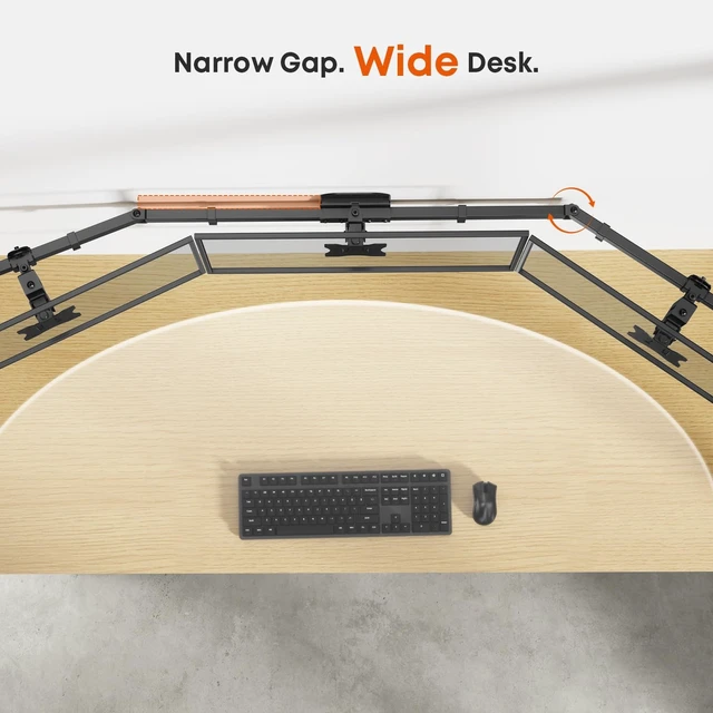 Alt view image 3 of 5 - Triple Monitor Wall-Mount for 17"-27" Screens, Full Ergonomic Adjustability