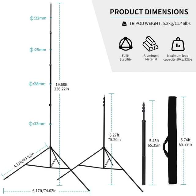 Alt view image 2 of 5 - 20FT Extra Tall Tripod with Rope Heavy Duty Video Camera Stand