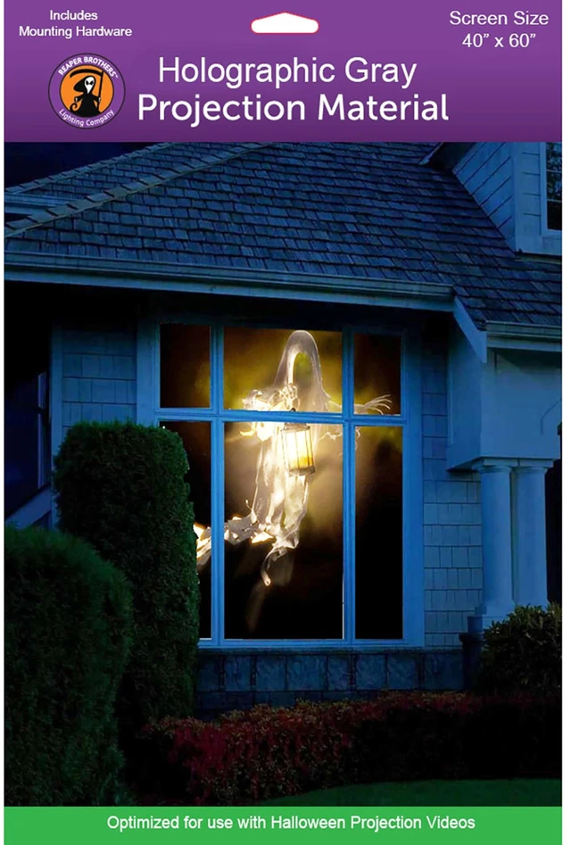 Main image of Holographic Rear Projection Screen with Mounting Hardware for Projecting Halloween Videos (40" x 60" Gray)