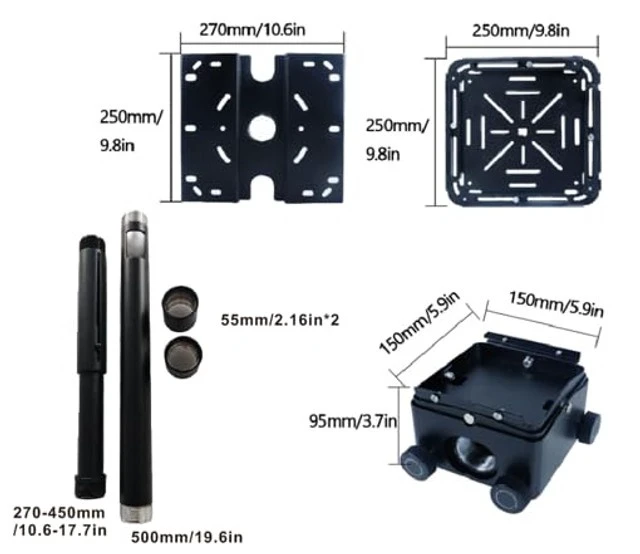 Alt view image 4 of 5 - Viri,Projector Celling Mount with Universal Mounting Plate-HT30-BLK,Mounting Type: Vertical & Side with 50kg Load Capacity,Accurately Adjust Yaw/Roll/Pitch Angle by 5,Suitable: Homes Offices Cinema