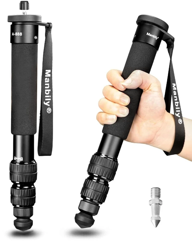 Main image of Manbily A-888 Camera Monopod, Length 12.6 in - 61.4 in, Aluminum Monopods for Cameras 7 Sections, Compact Travel Portable Selfie Stick for DSLR Smartphone Concert Festival