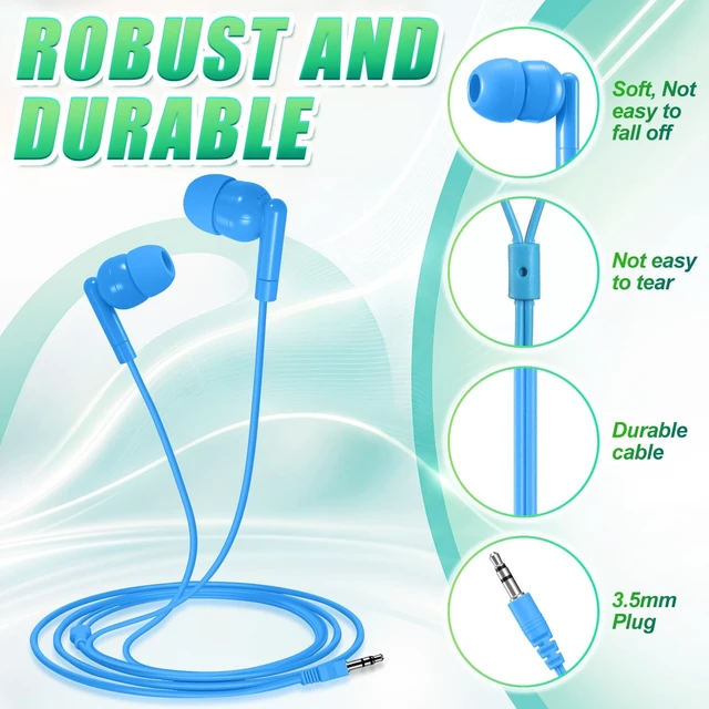 Alt view image 3 of 5 - Konohan 120 Pack Bulk Earbuds for Classroom, 3.5mm Wired Headphones
