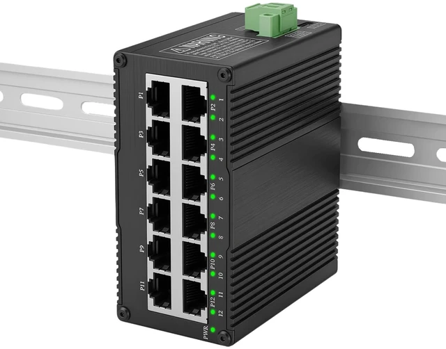 Main image of Saokolenk 12-Port Industrial Gigabit Switch USB-C 5V9-56V DC Power Input