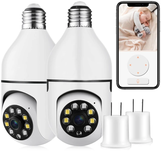 Main image of ratolo Security Camera Indoor Wireless WiFi Outdoor Home E27 360 Degree Panoramic Home Security Cameras IP Camera Motion Detection and Alarm Two-Way Audio 2pack