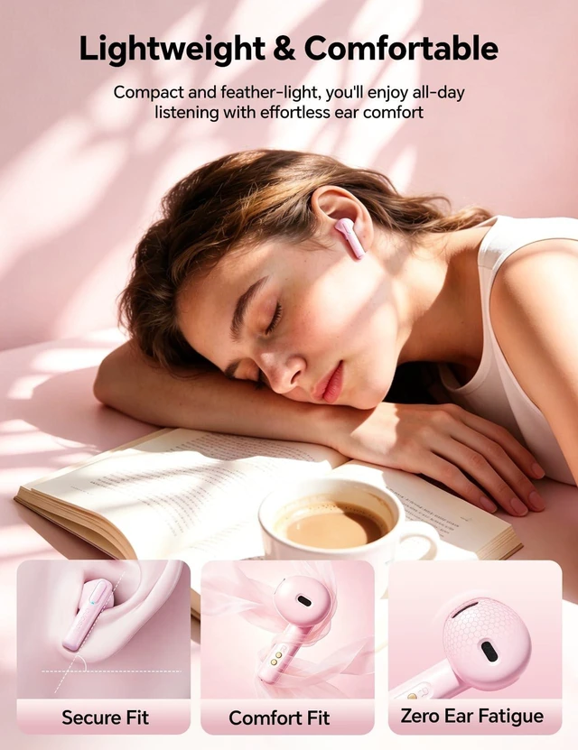Alt view image 3 of 5 - dbsono True Wireless Earbuds Bluetooth Headphones: Ultra-Lightweight Pink