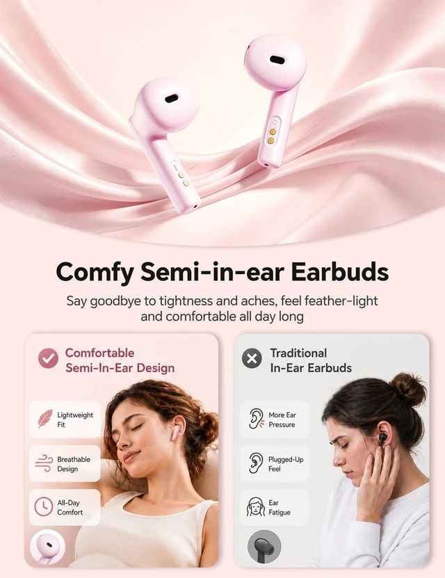 Alt view image 4 of 5 - dbsono True Wireless Earbuds Bluetooth Headphones: Ultra-Lightweight Pink