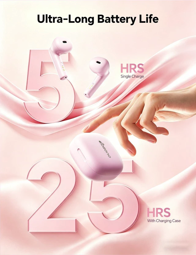 Alt view image 5 of 5 - dbsono True Wireless Earbuds Bluetooth Headphones: Ultra-Lightweight Pink