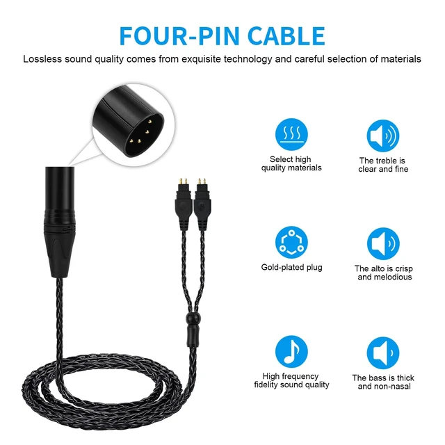 Alt view image 4 of 5 - Toxaoii Replacement HD600 Audio Cable, 4 Pin XLR Balanced Cord Compatible with Sennheiser HD6XX HD660s HD650 HD600 HD565 HD580 HD58X Headphones Cable (6.5 FT)