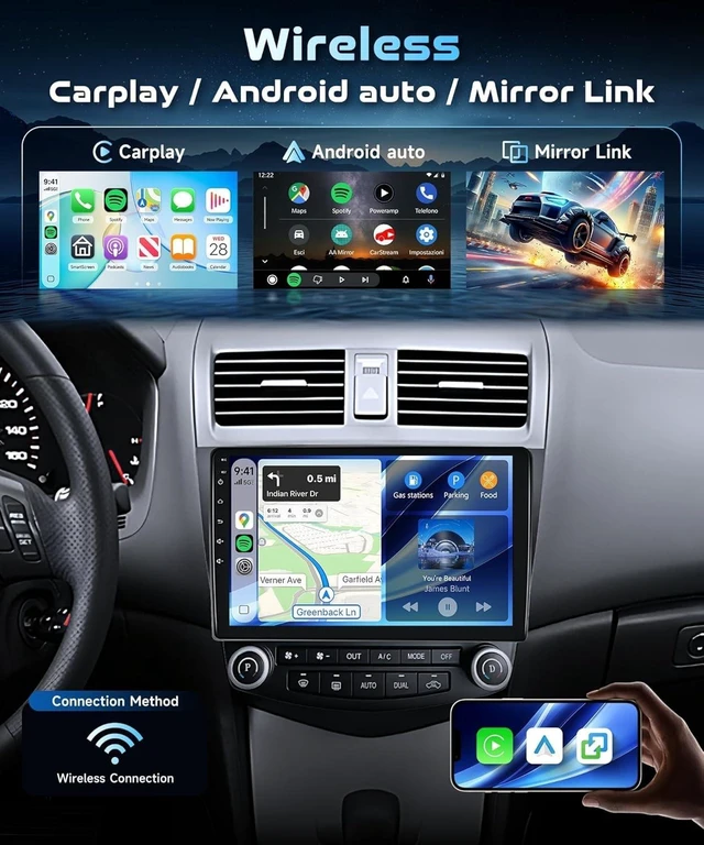 Alt view image 4 of 5 - 360 Panoramic View 8Core 6G+128G 10.1 Inch IPS Screen Radio for Honda Accord 7th 2003-2007 Android 15 Car Stereo with Wireless Carplay Android Auto/5Ghz WiFi/DSP 46EQ/Bluetooth/Backup Camera
