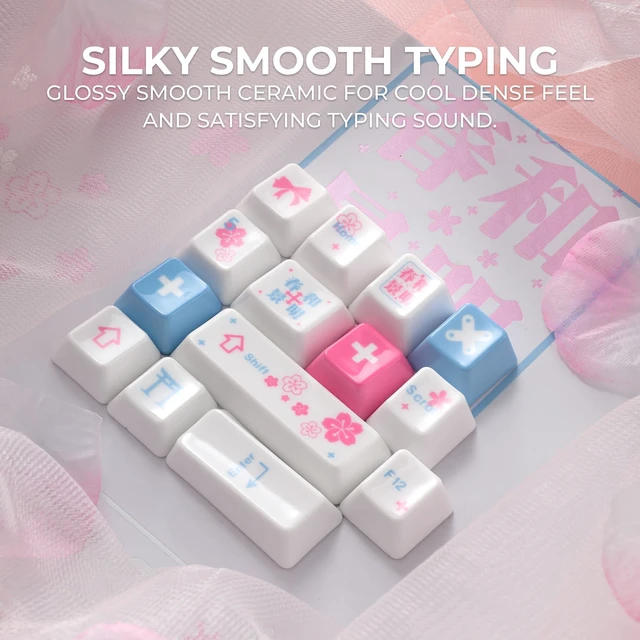 Alt view image 3 of 5 - XVX Mild Spring Glaze Ceramic Keycaps Cherry Profile 120-Key Sakura Design