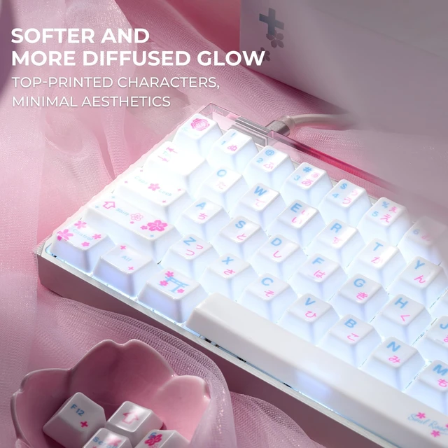 Alt view image 4 of 5 - XVX Mild Spring Glaze Ceramic Keycaps Cherry Profile 120-Key Sakura Design