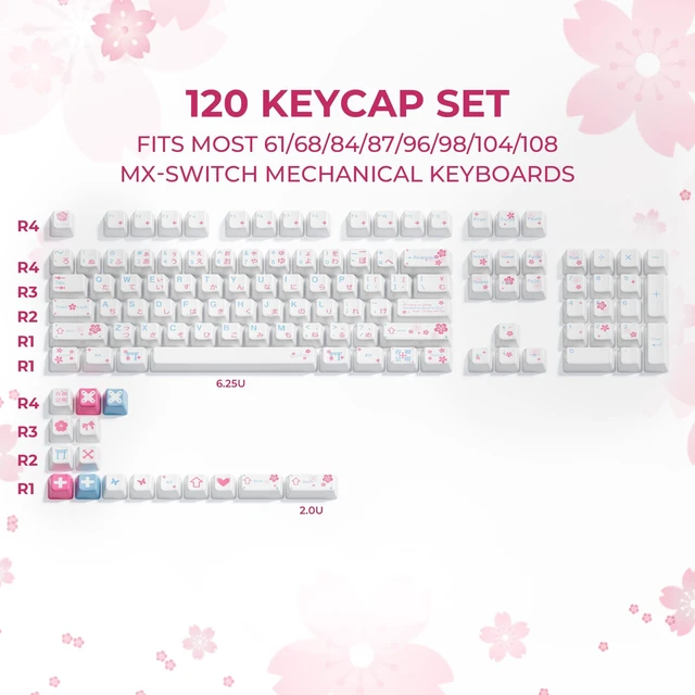 Alt view image 5 of 5 - XVX Mild Spring Glaze Ceramic Keycaps Cherry Profile 120-Key Sakura Design