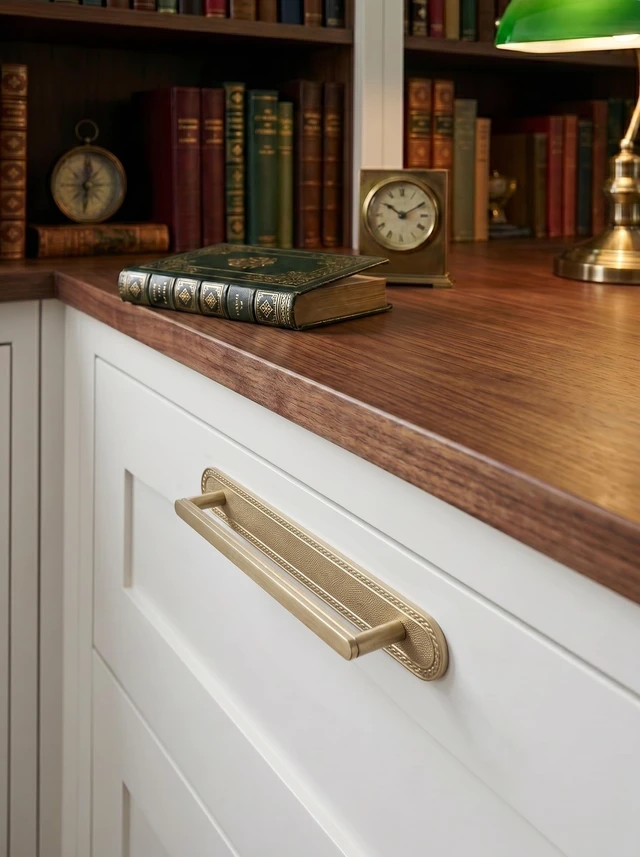 Alt view image 4 of 5 - Goo-Ki Champagne Bronze Cabinet Pulls with Backplate 7-9/16" Centers 2 Pack