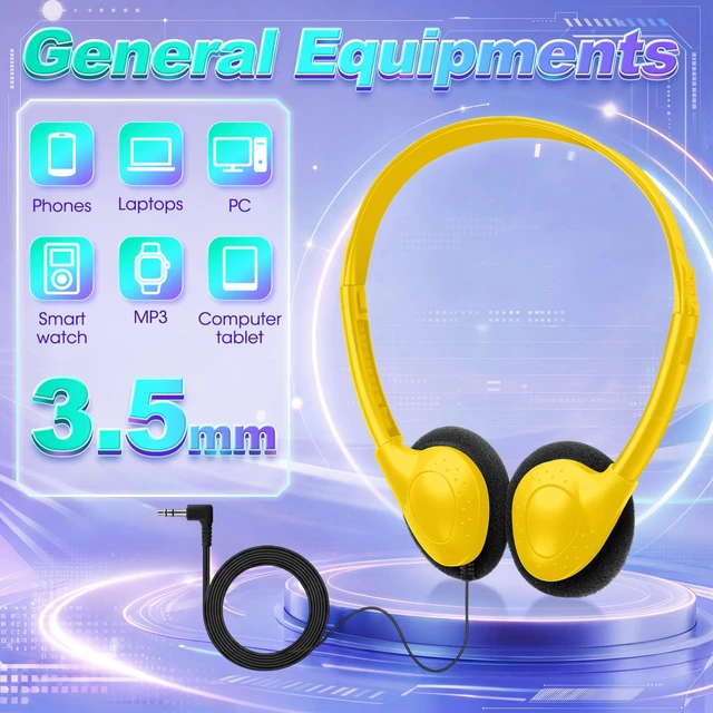 Alt view image 4 of 5 - Hoteam 100 Pack Headphones for Classroom Bulk, Vivid Color, Classic