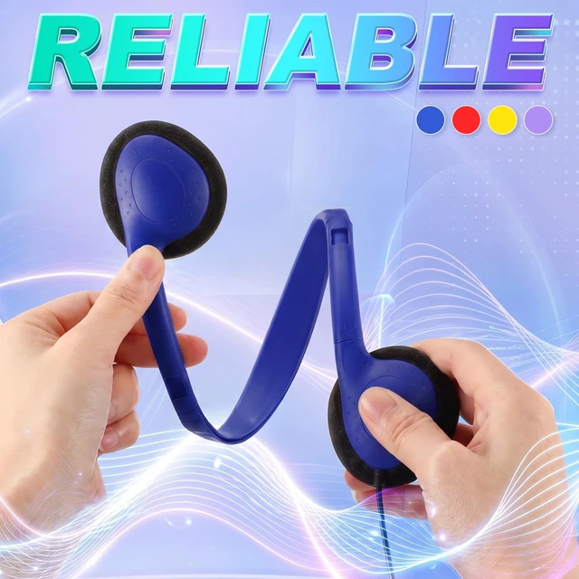Alt view image 3 of 5 - Hoteam 100 Pack Headphones for Classroom Bulk, Vivid Color, Classic