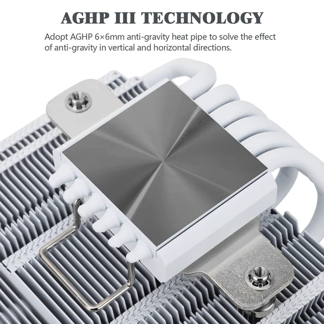 Alt view image 3 of 5 - Thermalright-TR AXP120-X67 White ARGB Low Profile CPU Air Cooler with Quite 120mm TL-C12015W-S PWM Fan, 6 Heat Pipes, 67mm Height, for AM4/AM5/Intel LGA 1700/1851/1150/1151/1155/1200/20