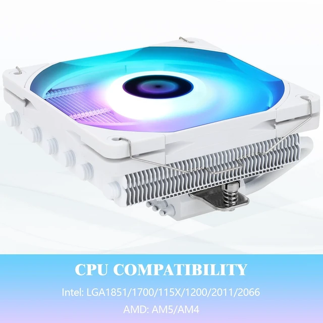 Alt view image 5 of 5 - Thermalright-TR AXP120-X67 White ARGB Low Profile CPU Air Cooler with Quite 120mm TL-C12015W-S PWM Fan, 6 Heat Pipes, 67mm Height, for AM4/AM5/Intel LGA 1700/1851/1150/1151/1155/1200/20