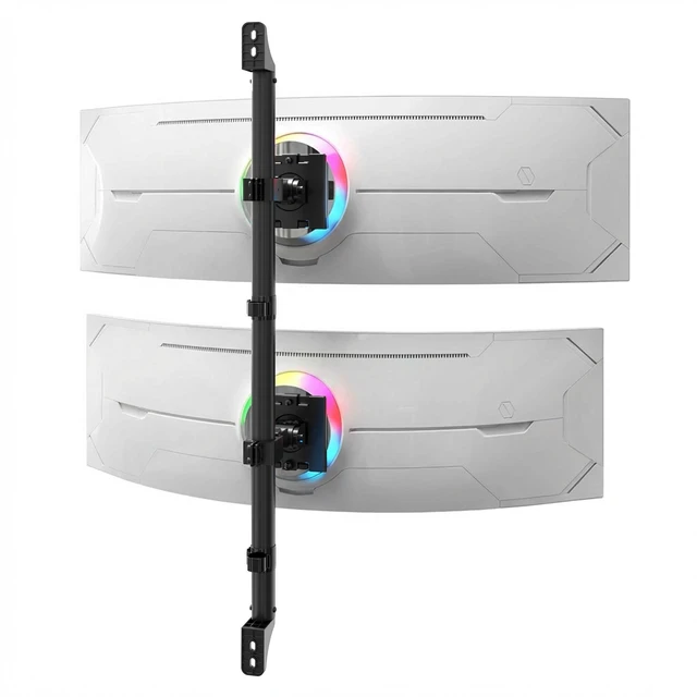 Alt view image 2 of 5 - Mount-It! Dual Stacked Monitor Wall Mount, Heavy-Duty Steel, 17-49 in 44lb