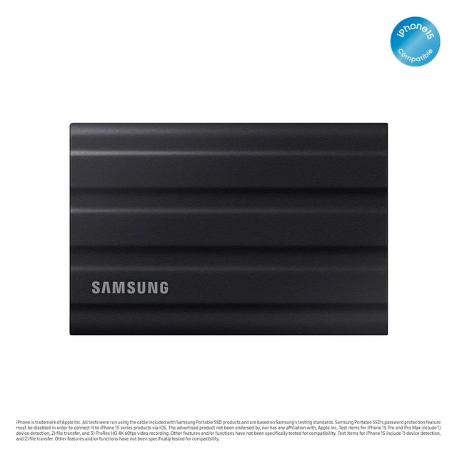 Alt view image 2 of 5 - Samsung T7 Shield Portable SSD 1TB, USB 3.2 Gen2 External SSD, Up to 1,050MB/s, Rugged, IP65 Water & Dust Resistant, for Photographers, Content Creators and Gaming, Mac Compatible, MU-PE1T0S, Bl