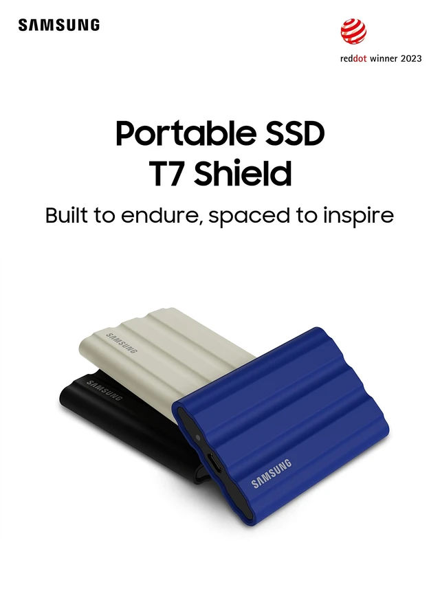 Alt view image 3 of 5 - Samsung T7 Shield Portable SSD 1TB, USB 3.2 Gen2 External SSD, Up to 1,050MB/s, Rugged, IP65 Water & Dust Resistant, for Photographers, Content Creators and Gaming, Mac Compatible, MU-PE1T0S, Bl