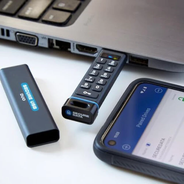 Alt view image 4 of 5 - SecureData SecureUSB Duo 512GB Hardware Encrypted USB 3.0 Flash Drive