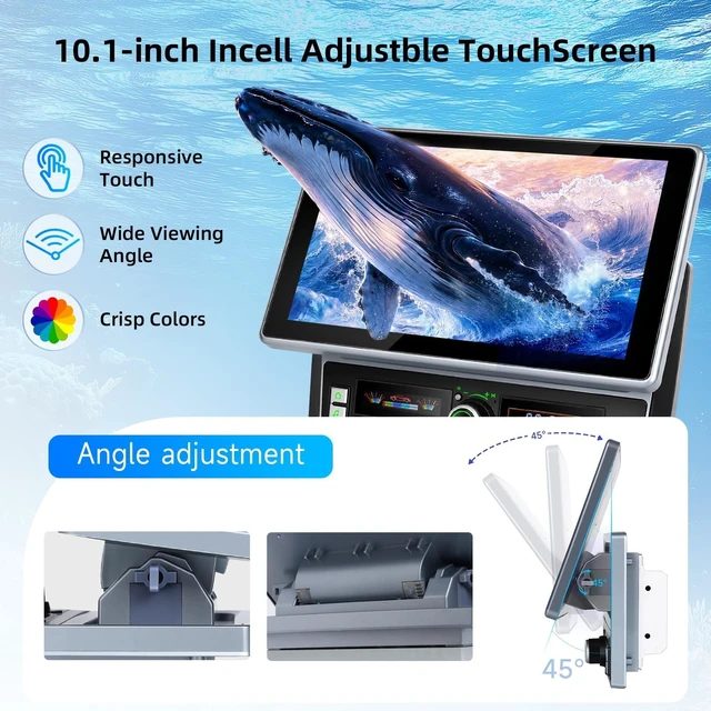 Alt view image 3 of 5 - MAHVEC 10.1'' in-Cell Adjustable Screen Double Din Car Radio with 5.0BT