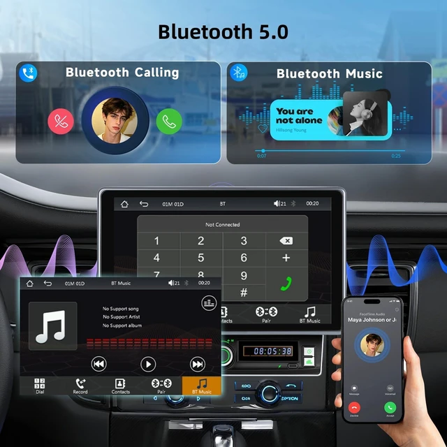 Alt view image 4 of 5 - MAHVEC 10.1'' in-Cell Adjustable Screen Double Din Car Radio with 5.0BT