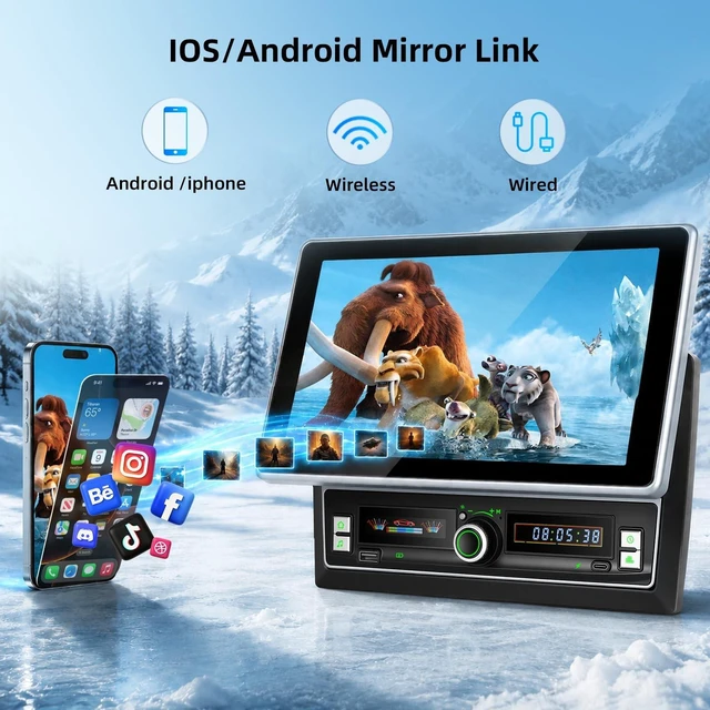 Alt view image 5 of 5 - MAHVEC 10.1'' in-Cell Adjustable Screen Double Din Car Radio with 5.0BT