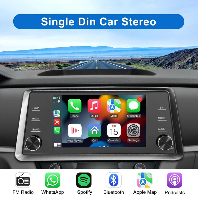 Alt view image 2 of 5 - Single Din Touchscree Radio Wireless Apple Carplay & Android Auto