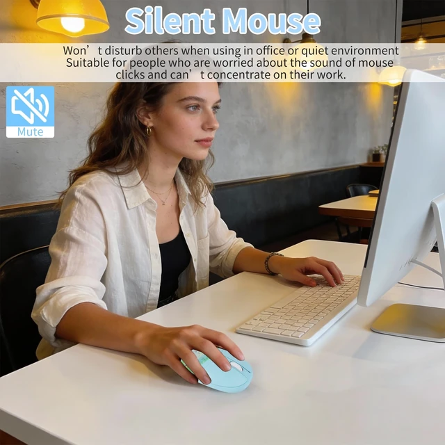 Alt view image 5 of 5 - Wireless Bluetooth Mouse-2.4G USB Dual Mode Cute Clear Aqua Glitter Liquid Sand Water Mice, 4000D-PI Portable Retro Cordless Silent Rechargeable LED Breathing Light for Laptop PC iPad Mac Gift