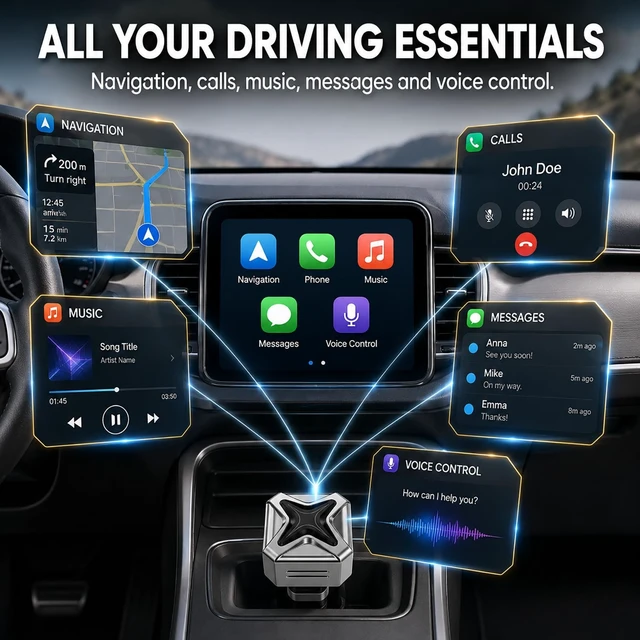 Alt view image 3 of 5 - Wireless Carplay Adapter for Android and Apple Auto Bluetooth Car Play 2026 Inalambrico for iPhone USB C Devices Accessories Mini Portable Smart 2 in 1 Link Upgraded Pro Vehicle Kit