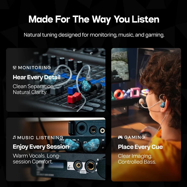 Alt view image 5 of 5 - Linsoul Kiwi Ears Stardust 1DD+4BA Hybrid HiFi Wired Earbuds IEM Earphones