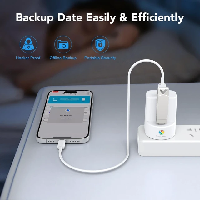 Alt view image 2 of 5 - iDiskk 20W PD Fast Charger with 128GB USB-C Flash Drive Auto Backup Cube