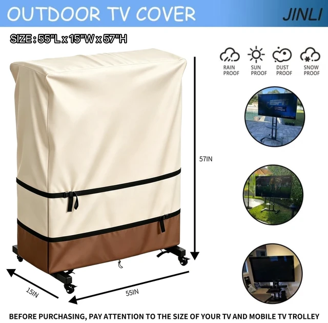 Alt view image 2 of 5 - JINLI 55-60 Inch Weatherproof Oxford TV Trolley Cover for Rolling Stand