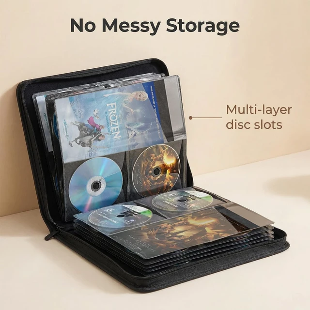Alt view image 5 of 5 - Salajory CD DVD Storage Binder with Handles, PU Leather Corver