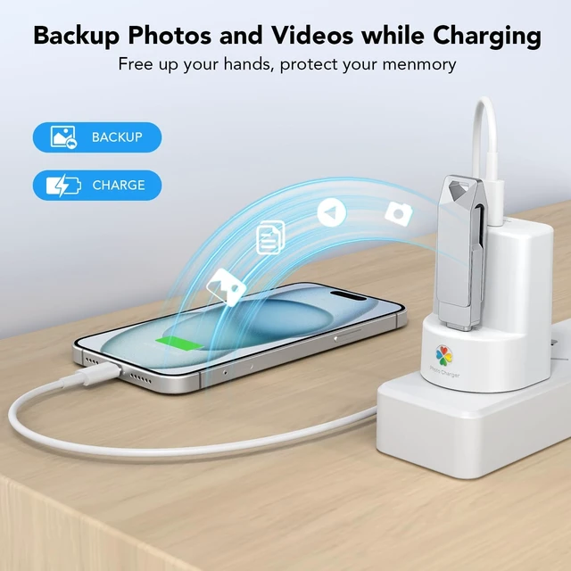 Alt view image 4 of 5 - iDiskk 20W PD Fast Charger with 128GB USB-C Flash Drive Auto Backup Cube