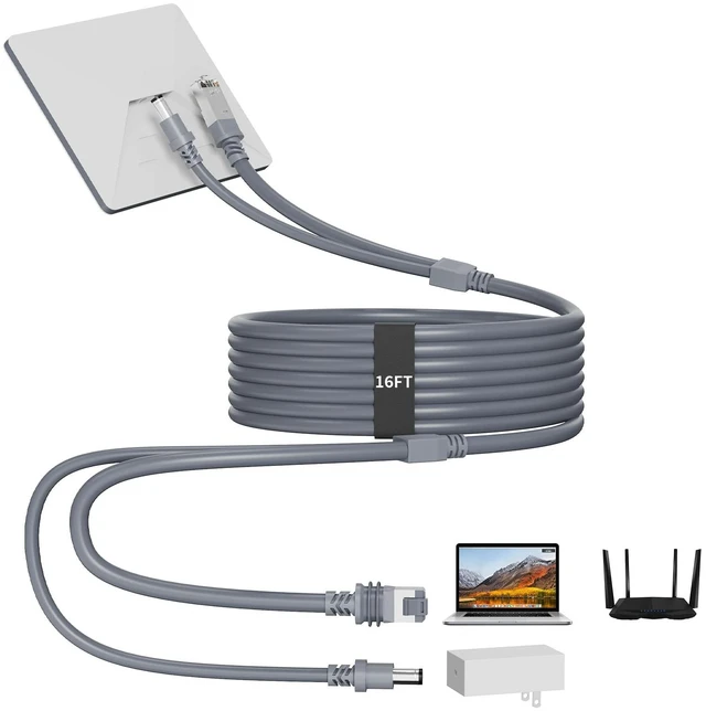 Main image of Starlink Mini Ethernet Power Cable 16.4FT/5M,2 In 1 RJ45 Connector,DC to DC